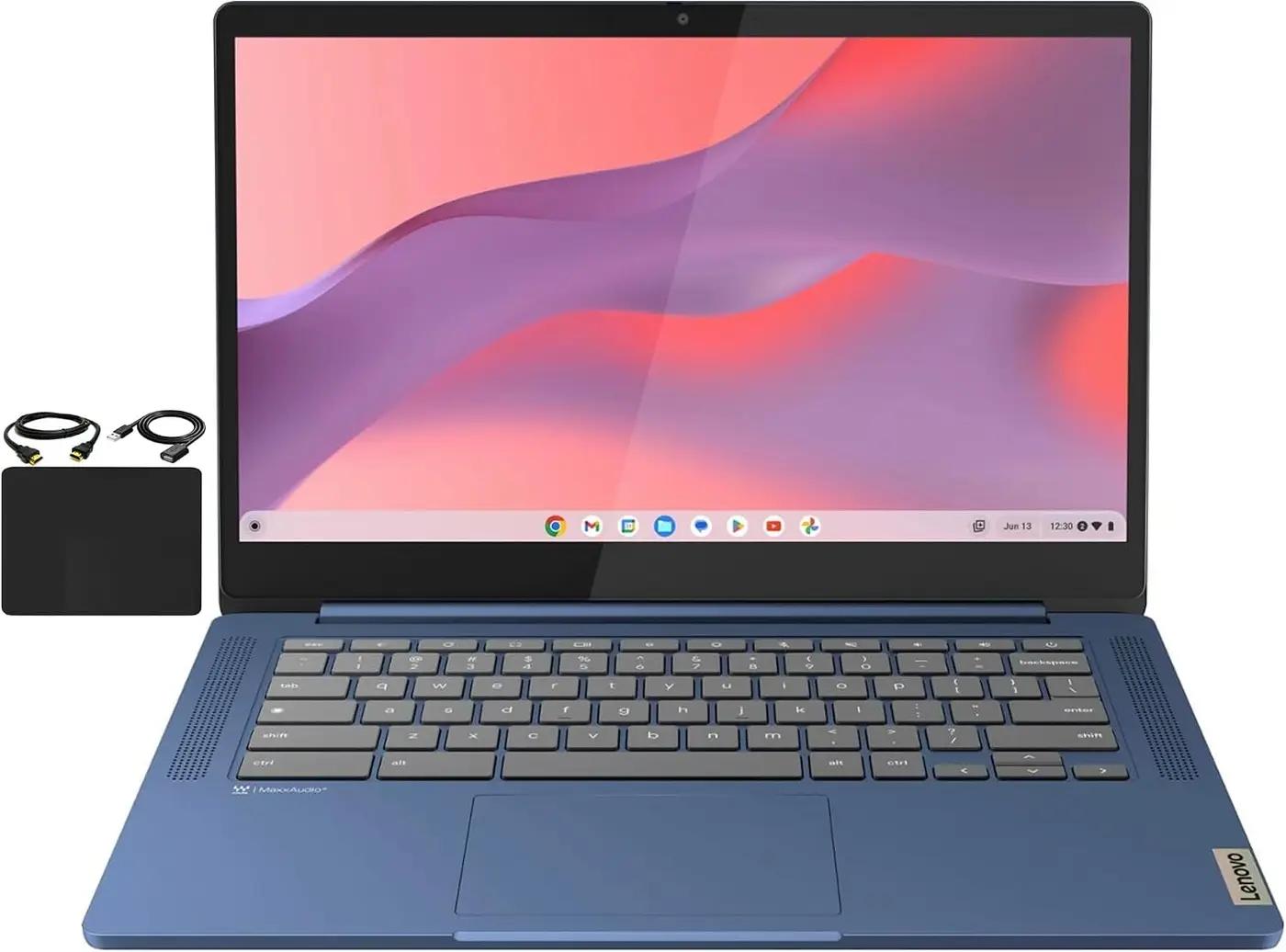 Lenovo Flagship Chromebook, 14'' FHD Touchscreen Slim Thin Light Laptop Computer, 8-Core MediaTek Kompanio 520 Processor, 4GB RAM, 64GB eMMC, WiFi 6,Chrome OS, Abyss Blue