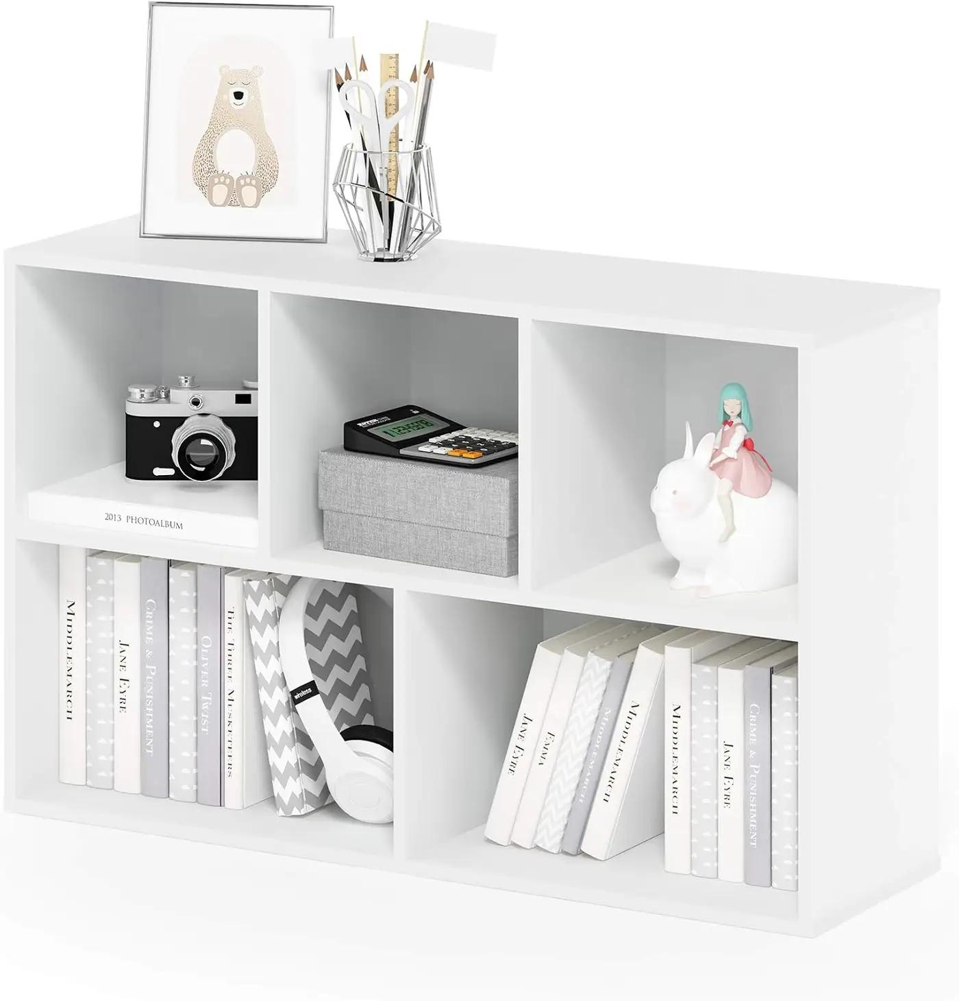 Furinno LUDER Book Shelf, 5-Cube Bookshelf, Reversible Bookcase, 9.4 x 19.5 x 31.5, Easy Assembly, for Living Room, Bedroom, Home Office, White The Forest Stewardship Council