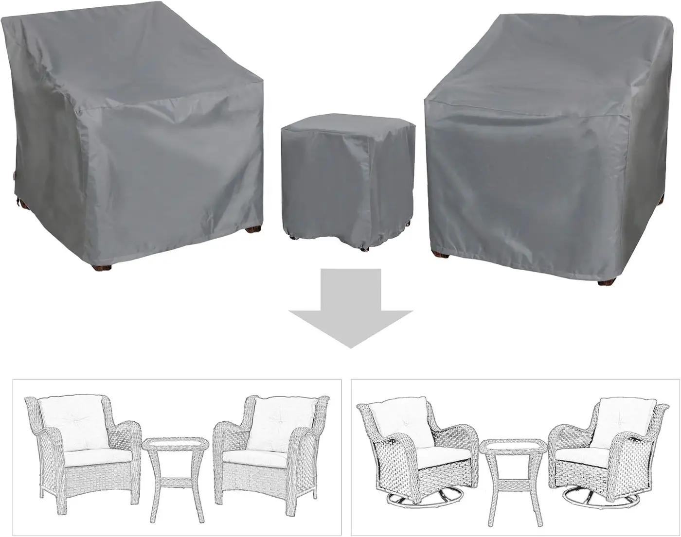 Patio Furniture Covers,Outdoor Furniture Cover Waterproof,Patio Furniture Set Covers for 3 Piece Outdoor Bistro,Patio Sofa Covers Set for 2 Chairs and Coffee Table,Grey
