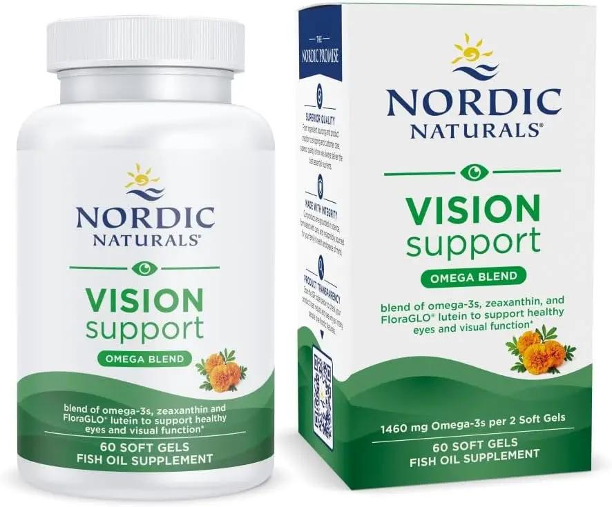 Nordic Naturals Vision Support, Lemon - 60 Soft Gels - with Zeaxanthin and FloraGLO Lutein, for Healthy Eyes and Vision - 30 Servings