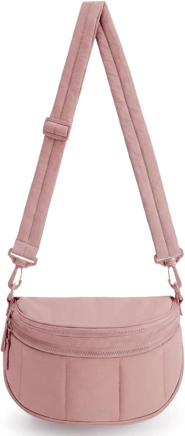 BAGSMART Cross Body Purse, Medium Crossbody Bags for Women Travel Purse, Quilted Puffer Bum Bag Handbag Wallet with Pockets