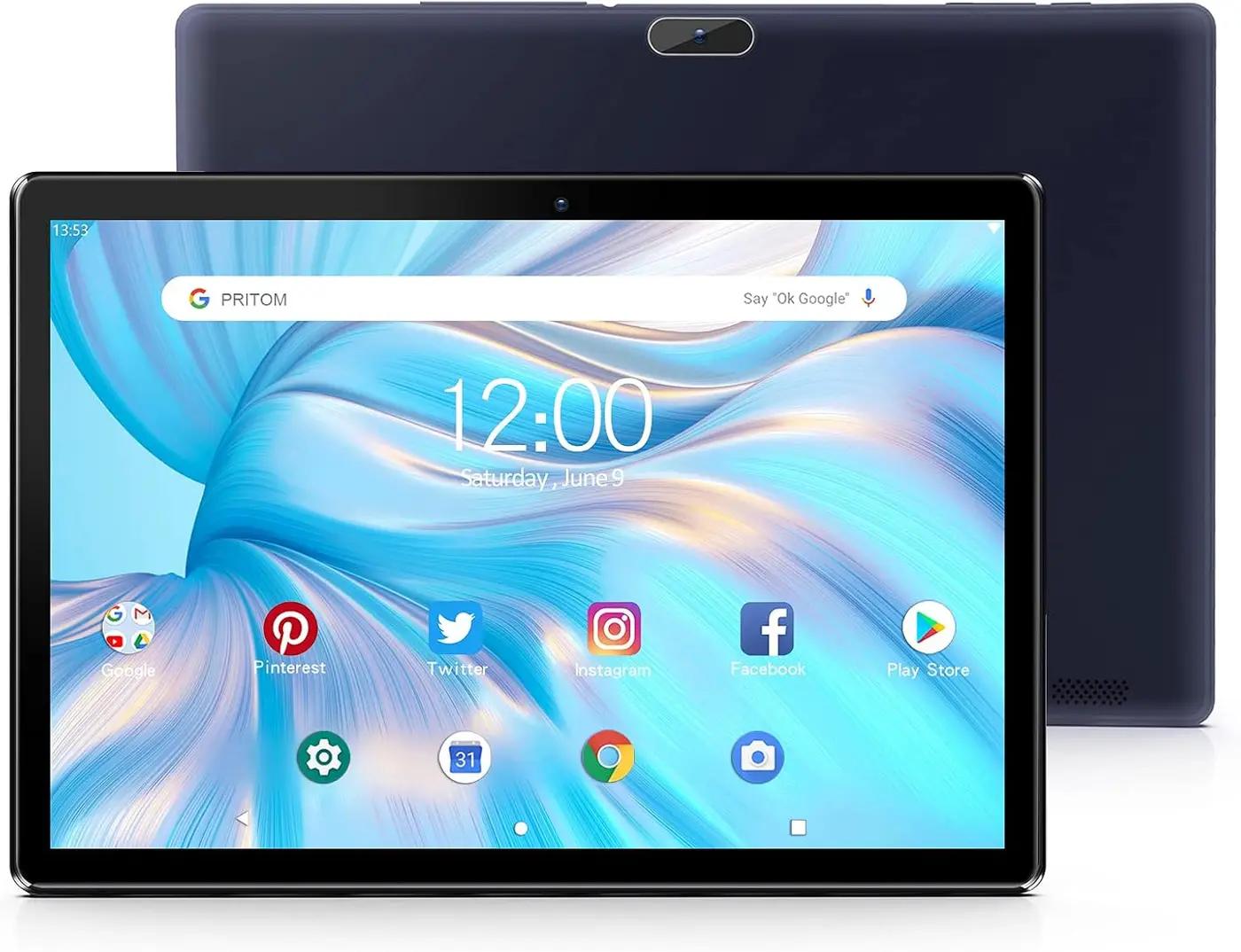 Tablet 10 inch, Android Tablet with 2GB RAM 64GB, 2MP+8MP Dual Camera, Quad-Core Processor, 1280x800 IPS HD Display Screen, Wi-Fi Bluetooth 6000mAh Black