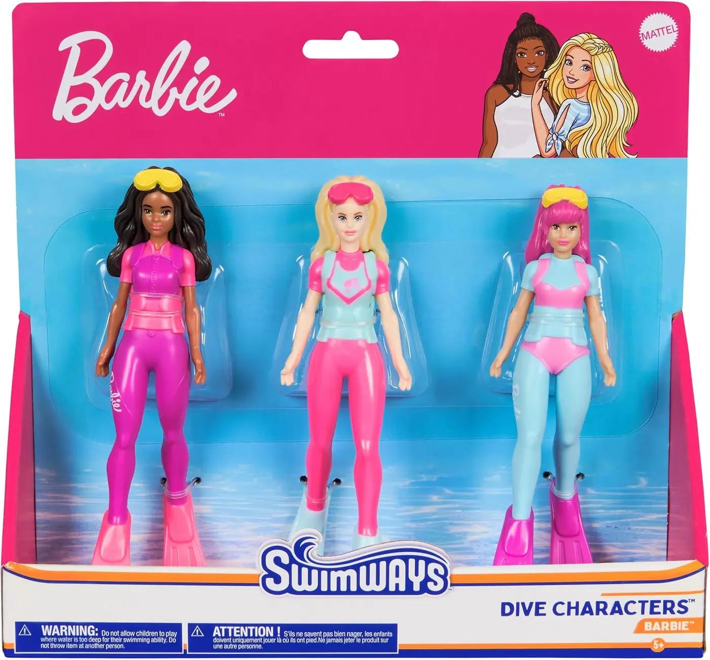 SwimWays Barbie Dive Characters 3-Pack, Swimming Pool Accessories &amp; Kids Pool Toys, Pool Party Supplies &amp; Water Toys for Kids Aged 5 &amp; Up