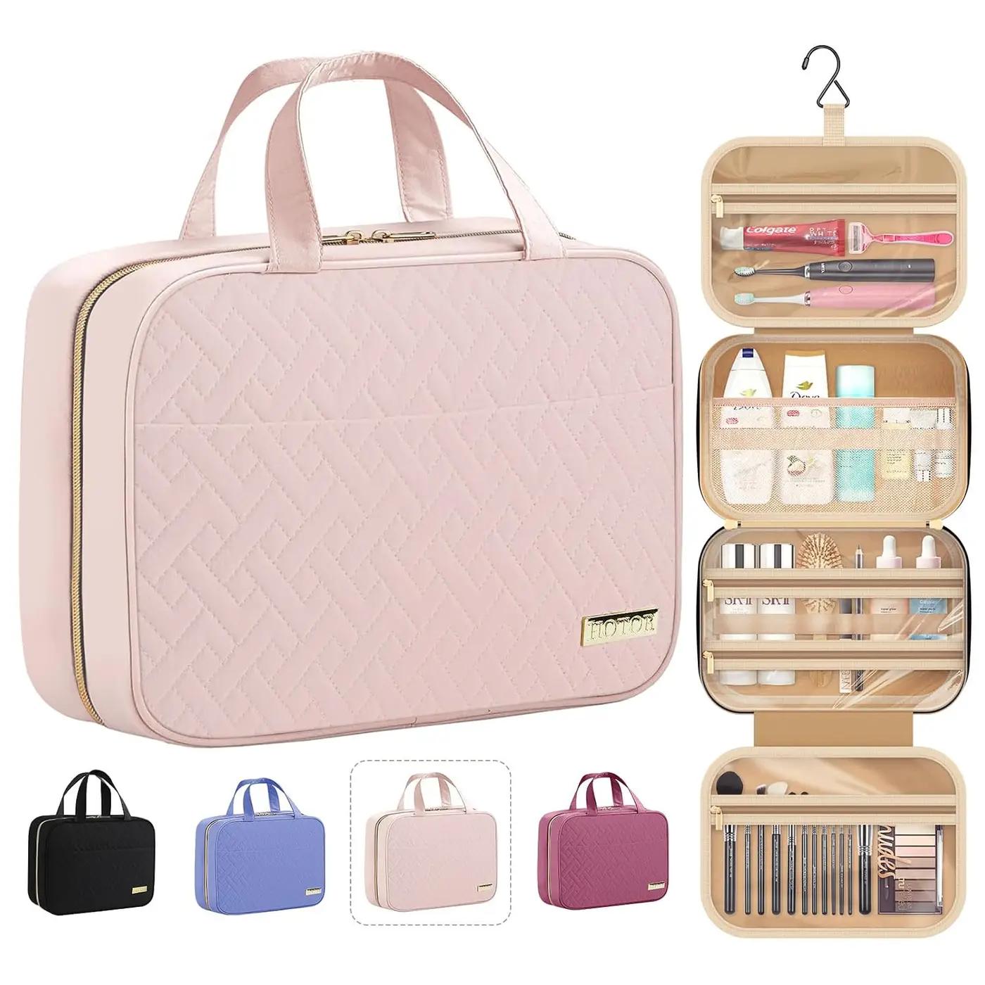 HOTOR Travel Toiletry Bag - Hanging Toiletry Bag for Women &amp; Men, Makeup Bag/Big Comparment, Waterproof for Travel Accessories, Travel Essentials, Medium, Pale Pink