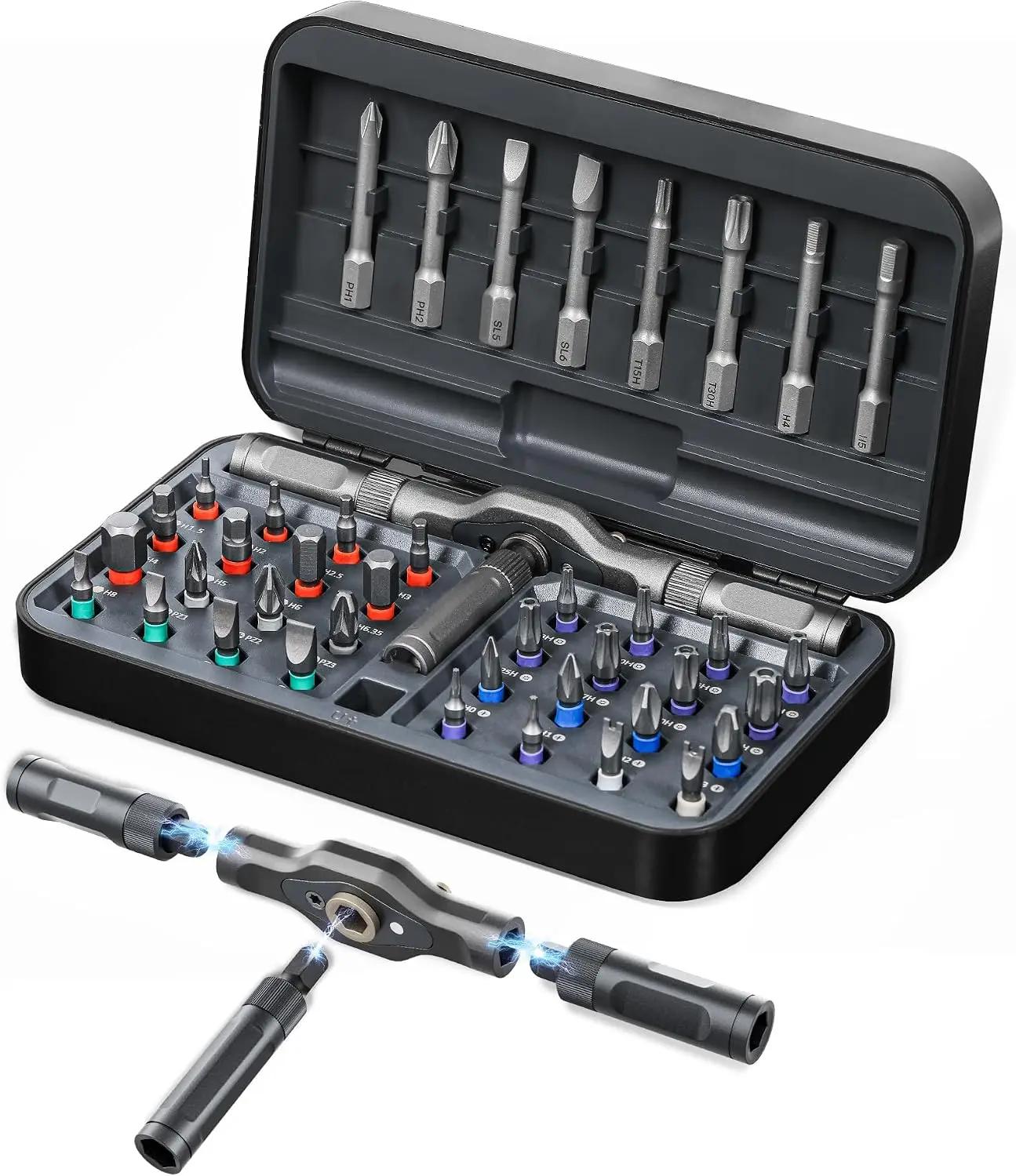 DOZAWA 42 in 1 Magnetic Screwdriver Set, T-Handle Ratchet Screwdriver Kits with S2 Steel Bits, Precision Hand Tools for Electronics Repair, DIY Projects, Home Maintenance - Ideal Gift for Men &amp; Women