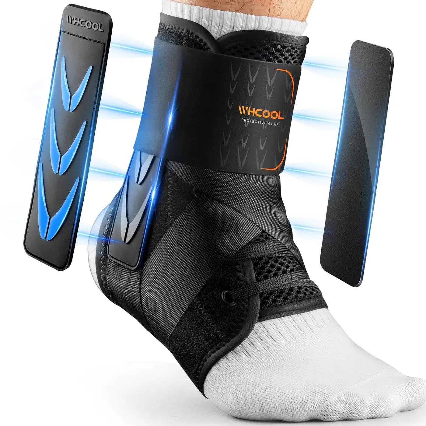 Slim-Fit Ankle Brace for Sprained Ankle, Quick Lace Up Ankle Support for Women Men with 2 Auto-Shaped Pads, Air Fabric Cool Ankle Stabilizer for Injury Recover, Running,Sports, M(12”-13”) OEKO-TEX STANDARD 100