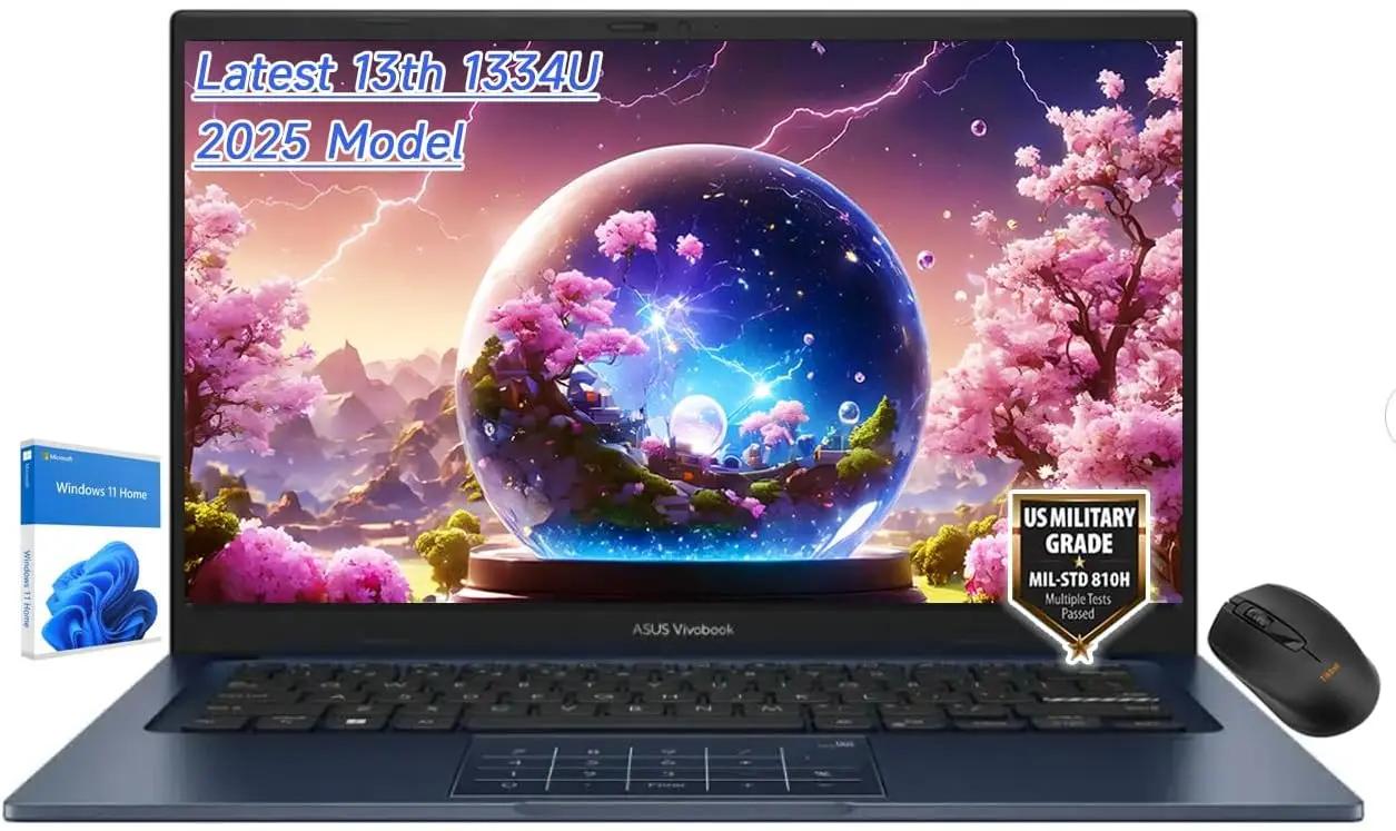 ASUS Vivobook 14" FHD Slim Laptop, Latest 10Cores i5-1334U, Intel UHD Graphics, USB C, Webcam, 2025 Model, Win11 (16GB RAM | 1TB SSD)