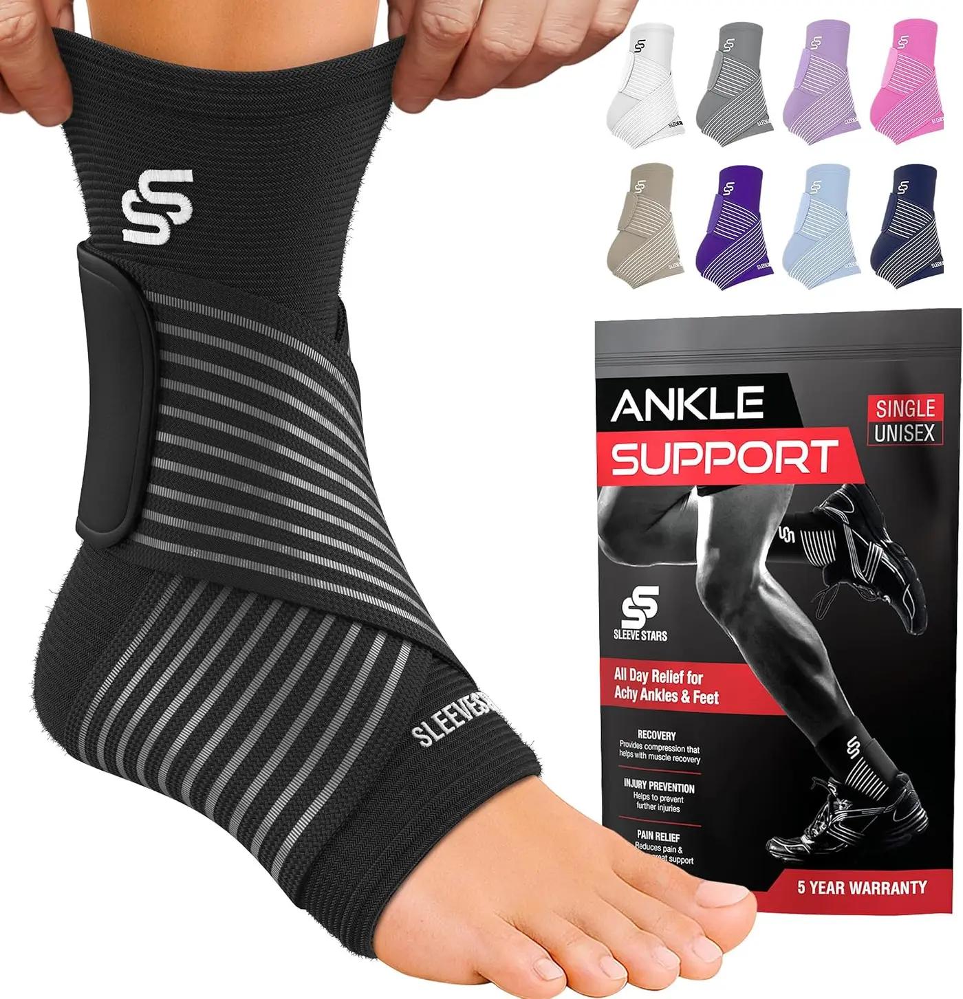Sleeve Stars Ankle Brace for Women &amp; Men, Ankle Wrap for Sprain, Compression Sleeve for Plantar Fasciitis Relief, Easy Customizable Support: w/ Removable Strap (Single/M:10"-12"/Black) OEKO-TEX STANDARD 100