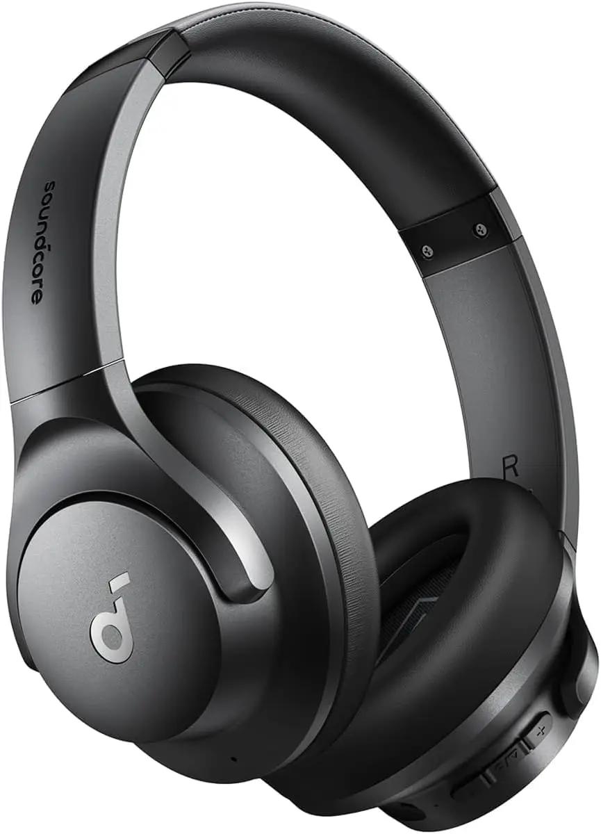 Soundcore by Anker Q20i Hybrid Active Noise Cancelling Headphones, Wireless Over-Ear Bluetooth, 40H Long ANC Playtime, Hi-Res Audio, Big Bass, Customize via an App, Transparency Mode (Black) TCO Certified