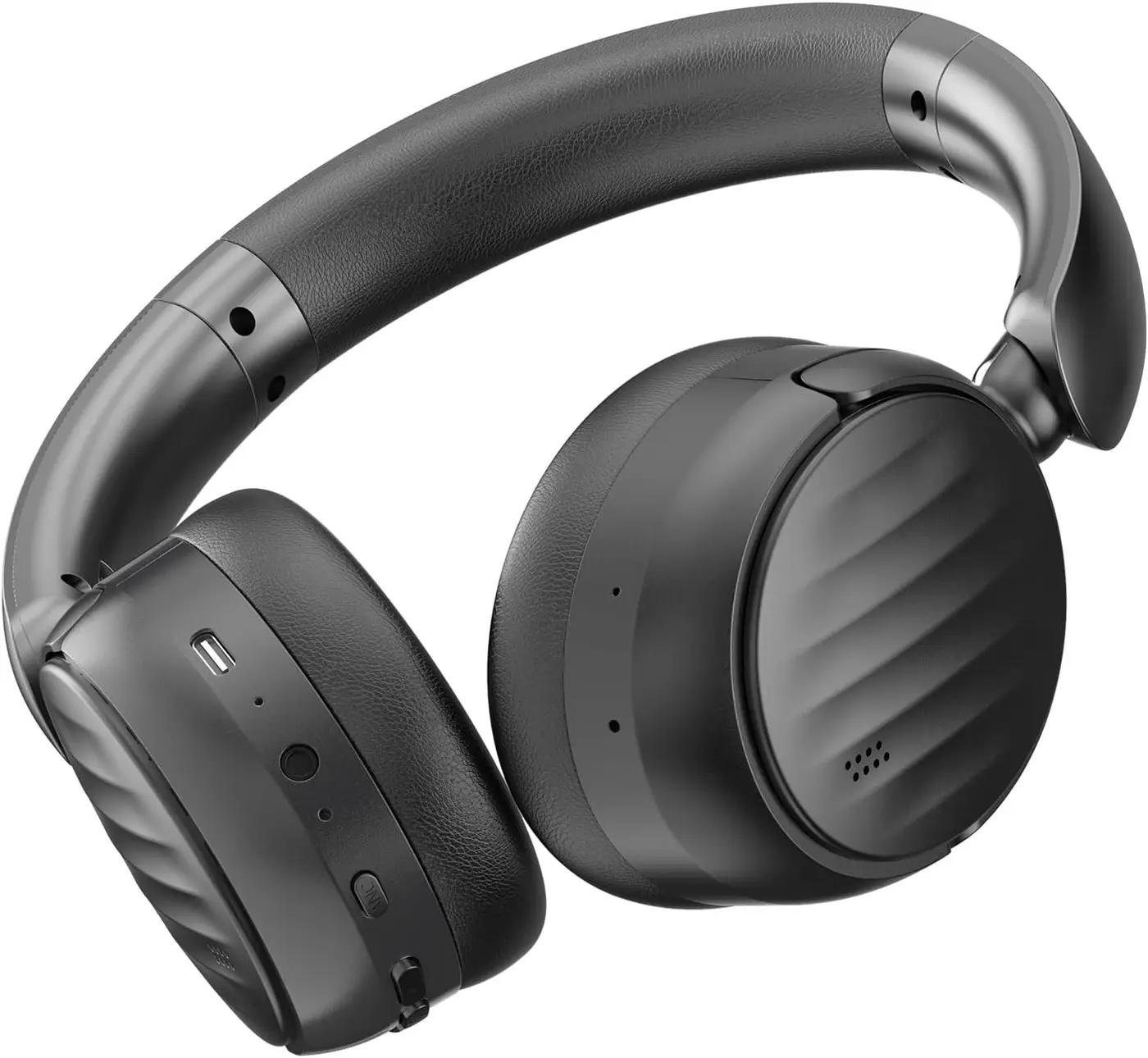 Bluetooth Headphones with Active Noise Cancelling (ANC), Wireless Over Ear Bluetooth Headsets with 35H Playtime, HiFi Stereo Foldable Headphones with Foam Ear Cups for Sports, Travel, Black