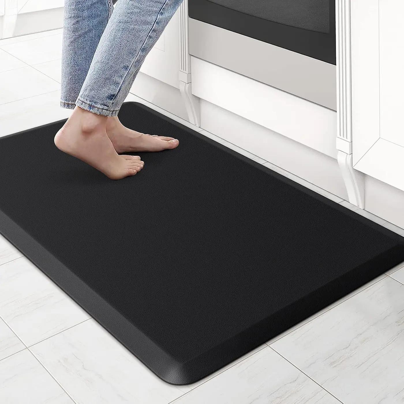 KitchenClouds Kitchen Mat Cushioned Anti Fatigue Rug 17.3"x28" Water Resistant, Non Slip, Standing and Comfort Desk/Floor Mats for House Sink Office (Black) OEKO-TEX STANDARD 100