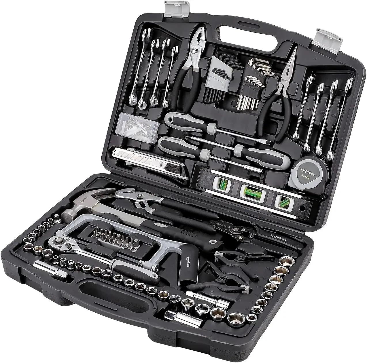 Amazon Basics 173-Piece General Household Hand Tool Set with Storage Case, Portable Tool Kit for Home Maintenance and Everyday Repairs