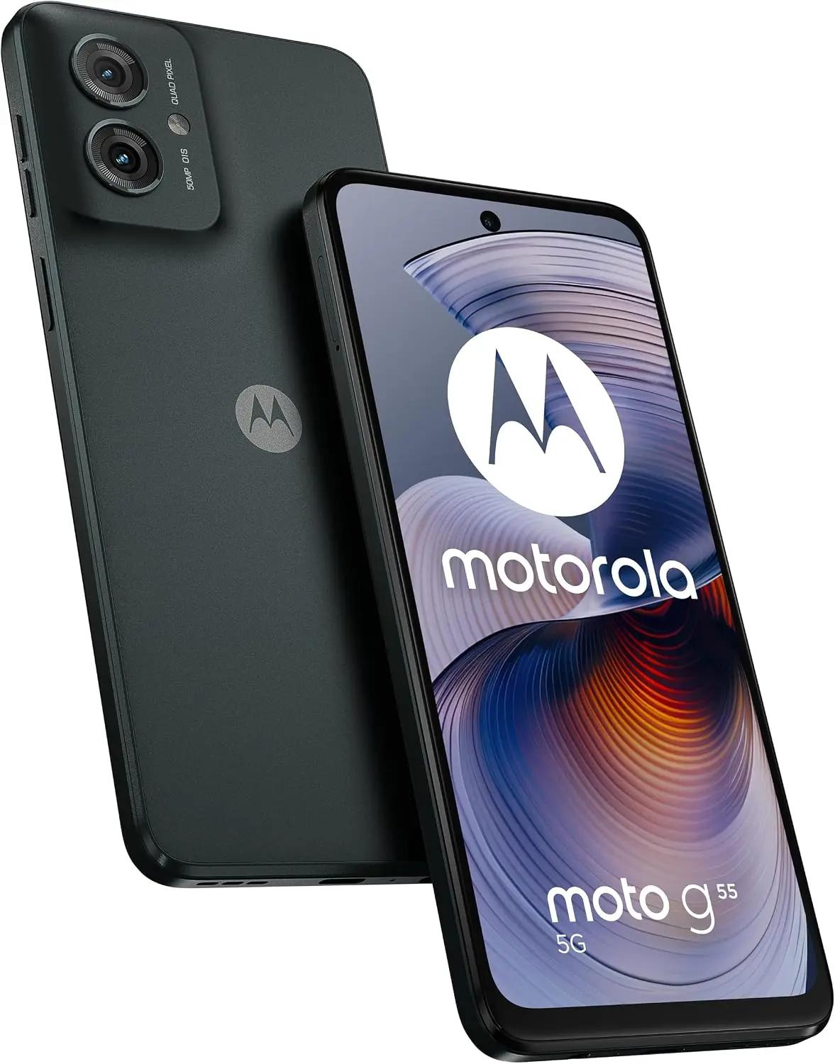 Motorola Moto G55 Dual-SIM 256GB ROM + 8GB RAM (GSM Only | No CDMA) Factory Unlocked 5G Smartphone (Forest Grey) - International Version
