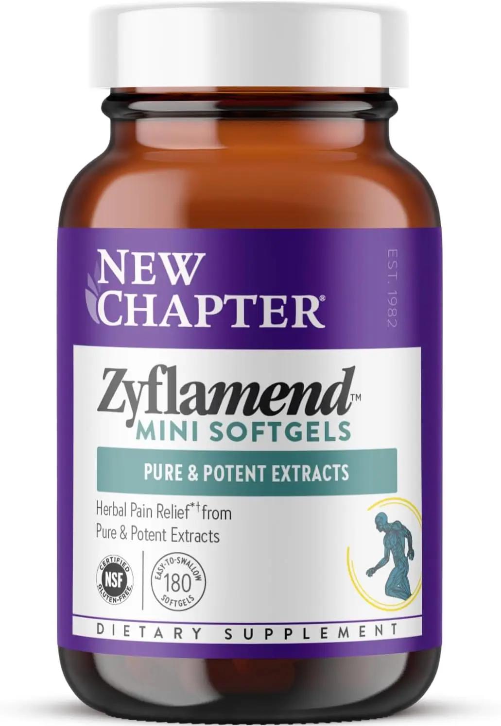 New Chapter Zyflamend™ Mini Softgels, Joint Supplement &amp; Herbal Pain Relief – with Turmeric, Ginger &amp; Green Tea - for Healthy Inflammation Response, Mobility &amp; Flexibility, 180 mini softgels ClimeCo Certified