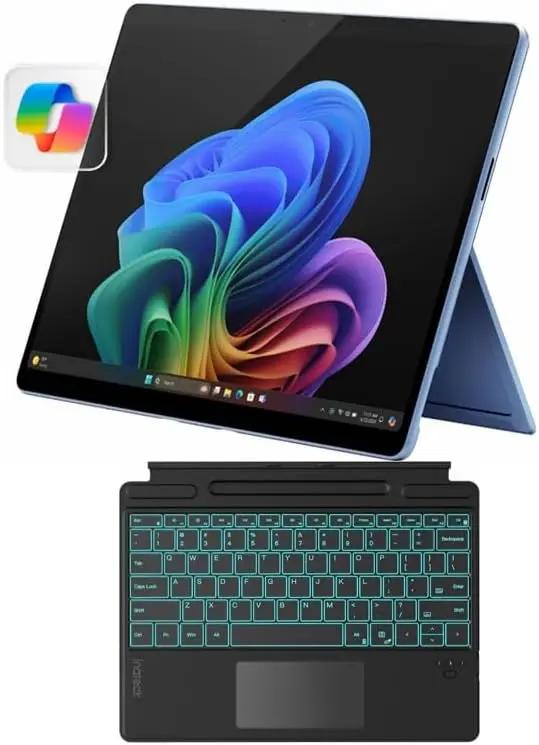 Microsoft Surface Pro 11 2024, 13-inch Touchscreen 2-in-1 Laptop, Snapdragon X Plus, 16GB, 512GB, with Inateck Bluetooth Backlit Keyboard with Touchpad &amp; Pen Holder – 2-in-1 Laptop &amp; Tablet (Sapphire)