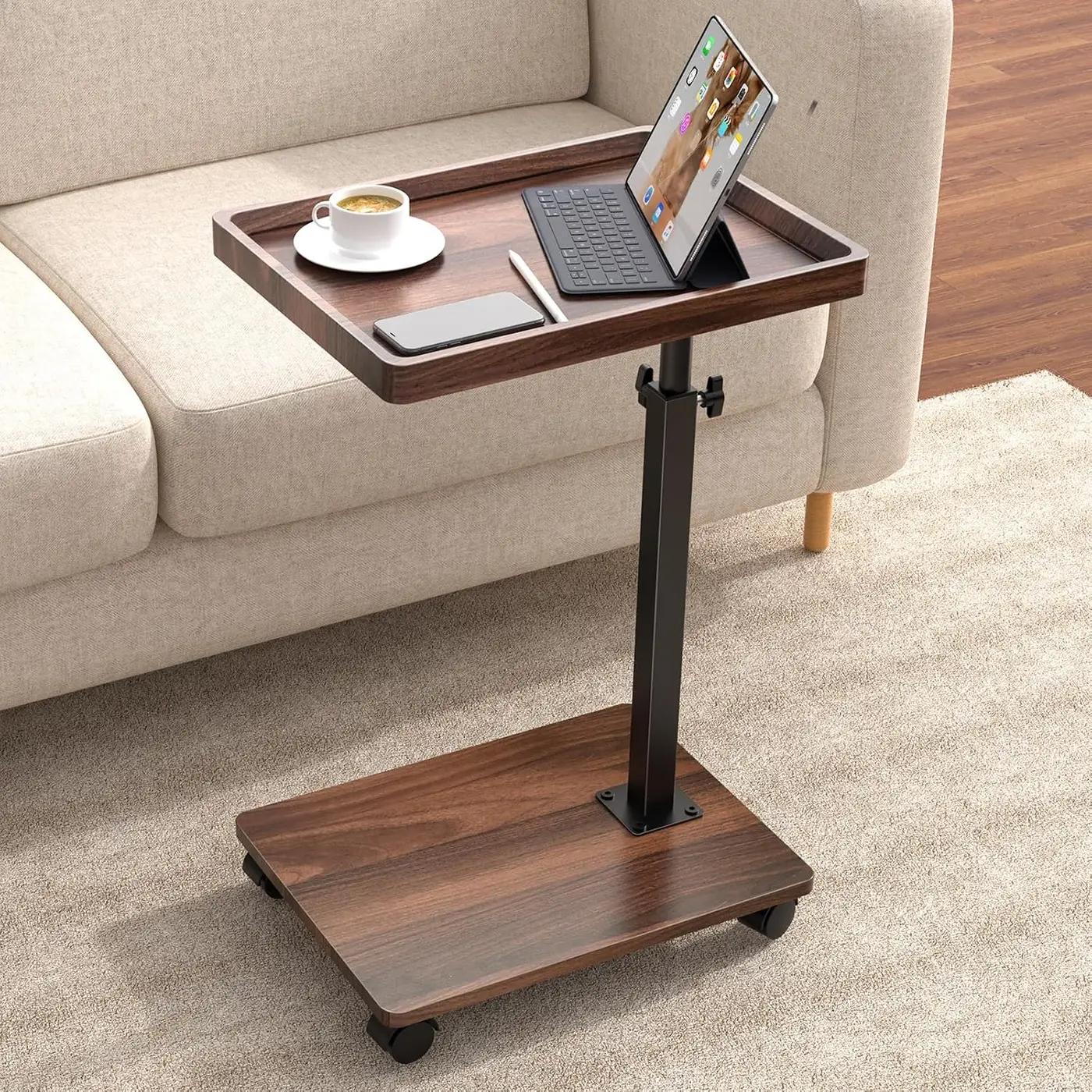 C Table End Table Adjustable Height, 360°Swivel TV Tray Table for Small Spaces, Couch Tables That slide under, C Shaped Side Tables living room and bedroom for Sofa, Bed,Chair, Snack (1, Walnut Brown) The Forest Stewardship Council