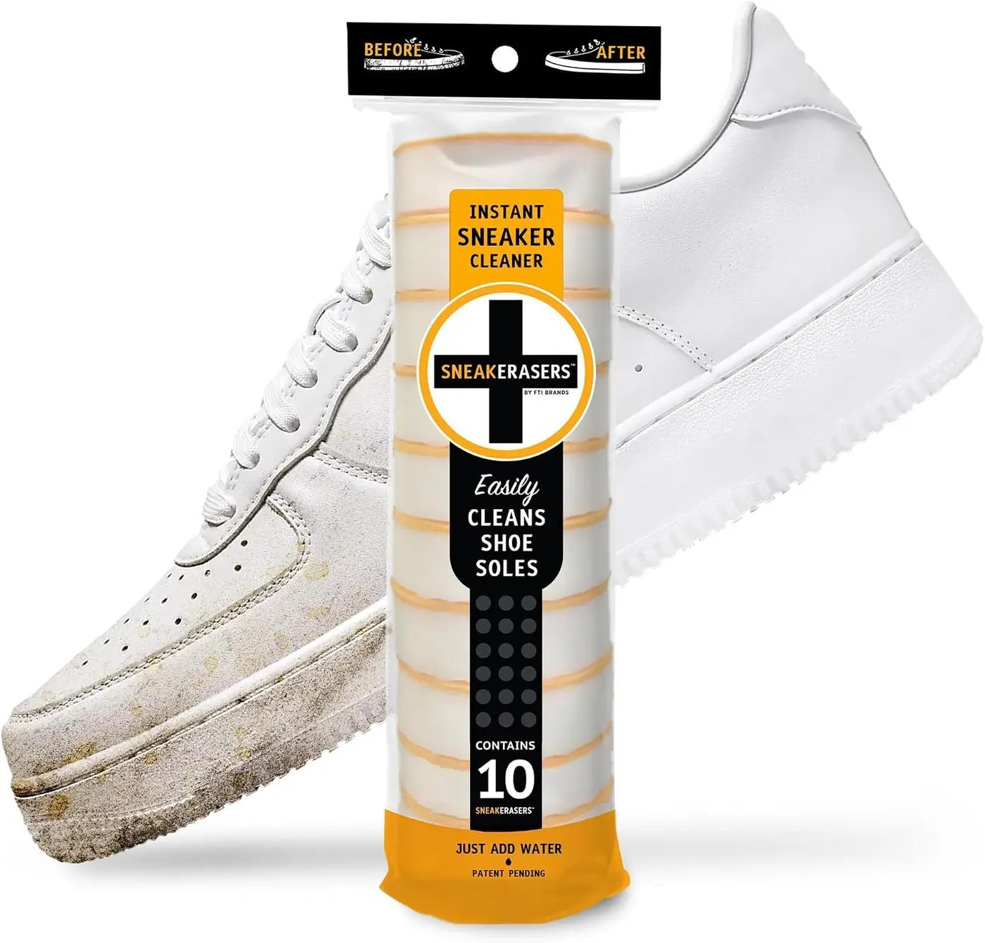 SneakERASERS Instant Sneaker Cleaner, Premium Shoe Cleaning Kit for Sneakers, Dual-Sided Sponges, Effective for Tennis Shoes &amp; Women Men Sneakers, Gentle Rub Design (10 Pack)