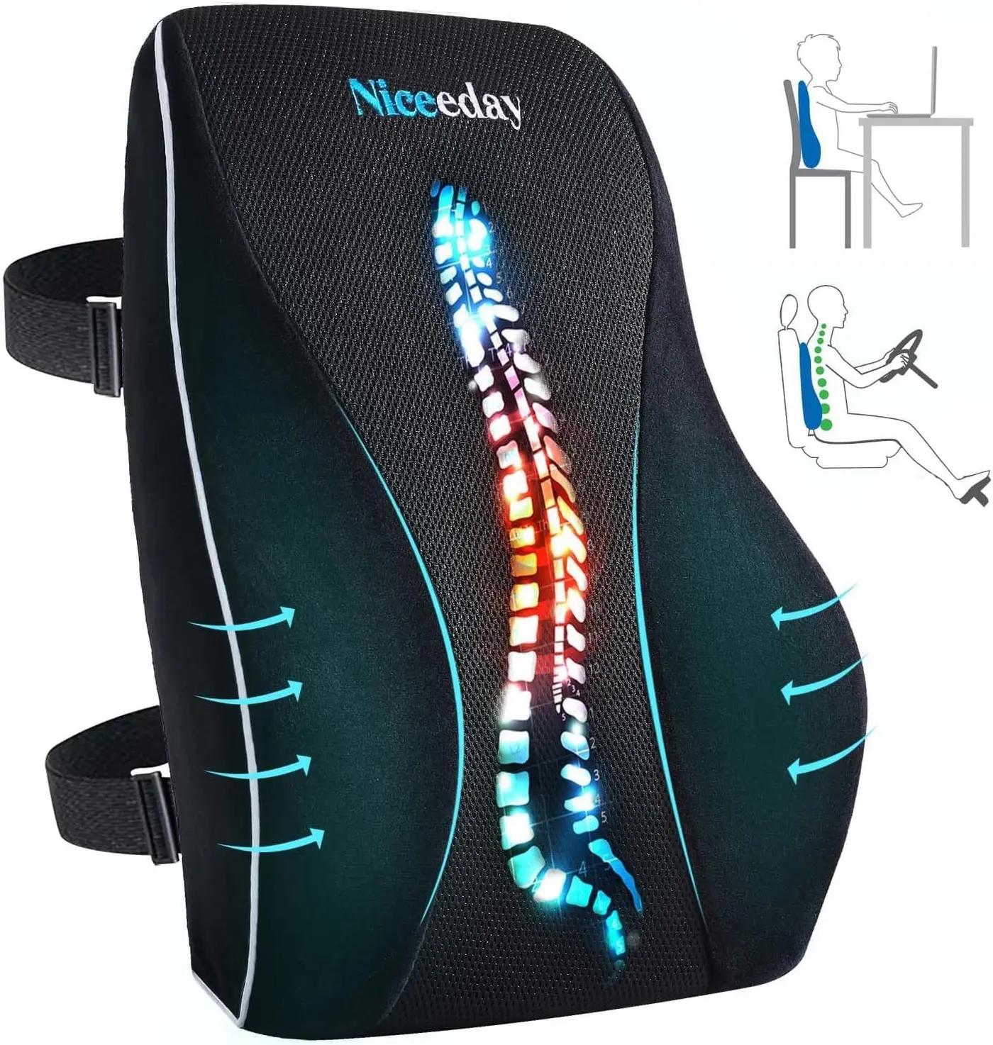 Niceeday Lumbar Support Pillow for Office Chair Car Back Support Pillow, Memory Foam Gaming Chair Desk Chair Back Cushion for Lower Back Pain Relief, Ergonomic Back Rest,Office Home Essentials OEKO-TEX STANDARD 100