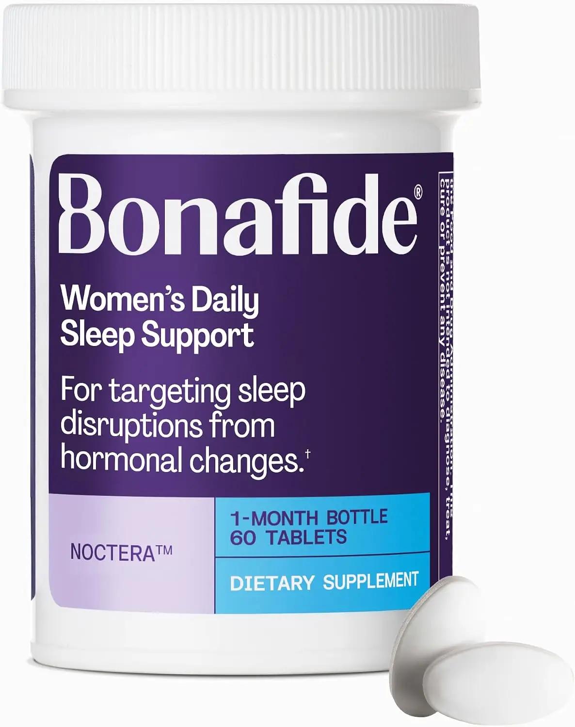 Women’s Daily Sleep Support for Stay-Asleep Relief – Bonafide Noctera – Melatonin-Free – for Hormonal Sleep Disruptions — 1 Month Supply (60 Tablets)
