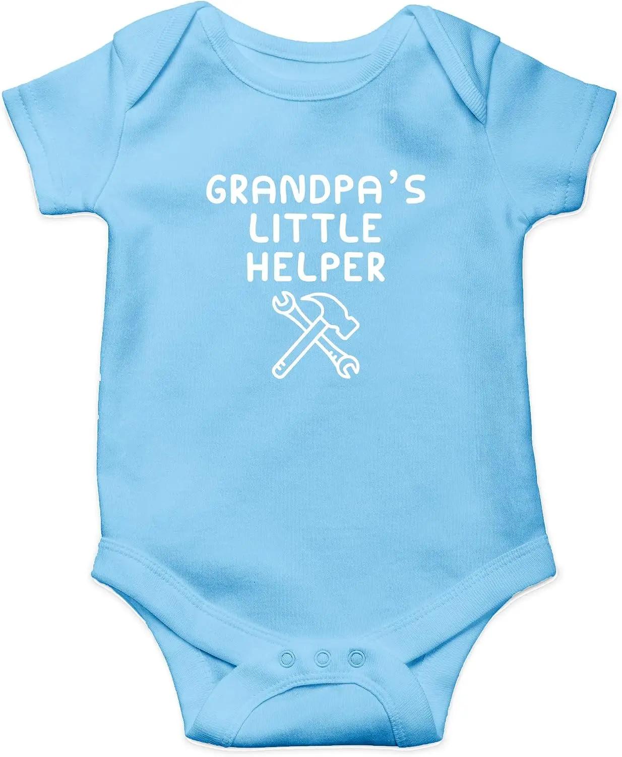 AW Fashions Grandpa's Little Helper Bodysuit Cute Newborn Boy Outfits Funny Baby Rompers Girl Clothes