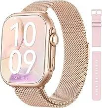Smart Watch for Women Men Fitness: Smart Watch for iPhone&Android Bluetooth Call with SpO2 Sleep Heart Rate Monitor,IP68,Fitness Tracker with 120+Sport,Reloj Inteligente 30 Day+Battery Life, 2 Bands