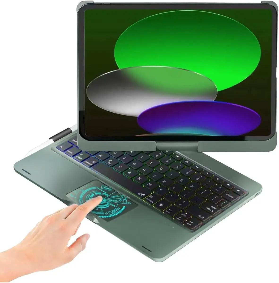 BABG for iPad 10th 11th (A16) Case with Keyboard&amp;iPad Air 11(M4,M3,M2),360°Swivel,7 Use Modes,Rainbow Backlight Keyboard for iPad Pro 11(1st/2nd/3rd/4th Gen)&amp;iPad Air 5th/Air 4th- Green