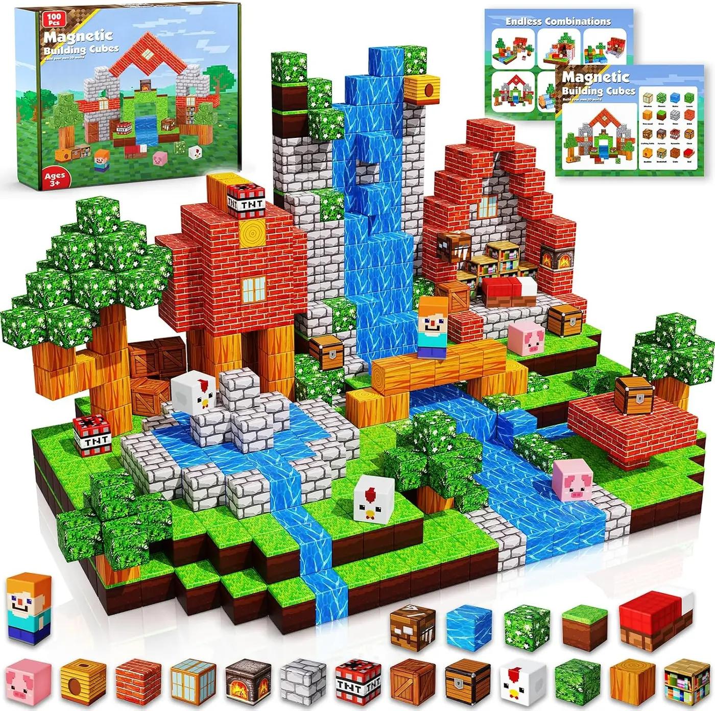 Goody King Magnetic Blocks |100PCS Magnetic Building Cube Game, Constructions Toys for Boys &amp; Girls Age 3-4, 5 6 7 8 9 10, STEM Montessori Stacking Toy, Sensory Tiles Building Birthday for Toddlers
