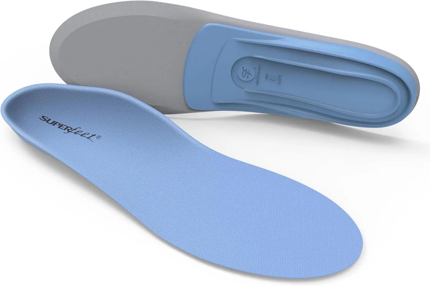 Superfeet All-Purpose Support Medium Arch Insoles (Blue) for Active Lifestyle with Medium Arch Support - Men 5.5-7 / Women 6.5-8