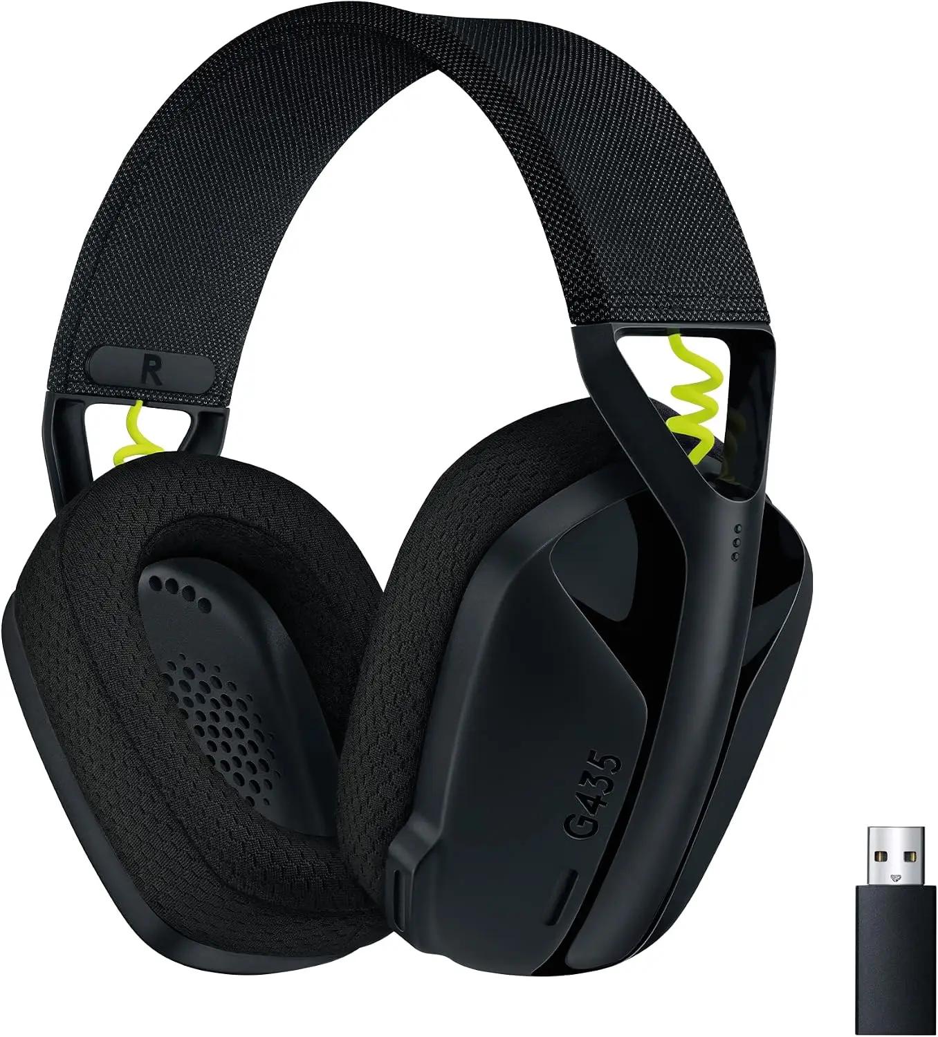 Logitech G435 Lightspeed &amp; Bluetooth Wireless Gaming Headset - Lightweight Over-Ear Headphones, Built-in mics, 18h Battery, Dolby Atmos, PC, PS4, PS5, Nintendo Switch/Switch 2, Mobile - Black