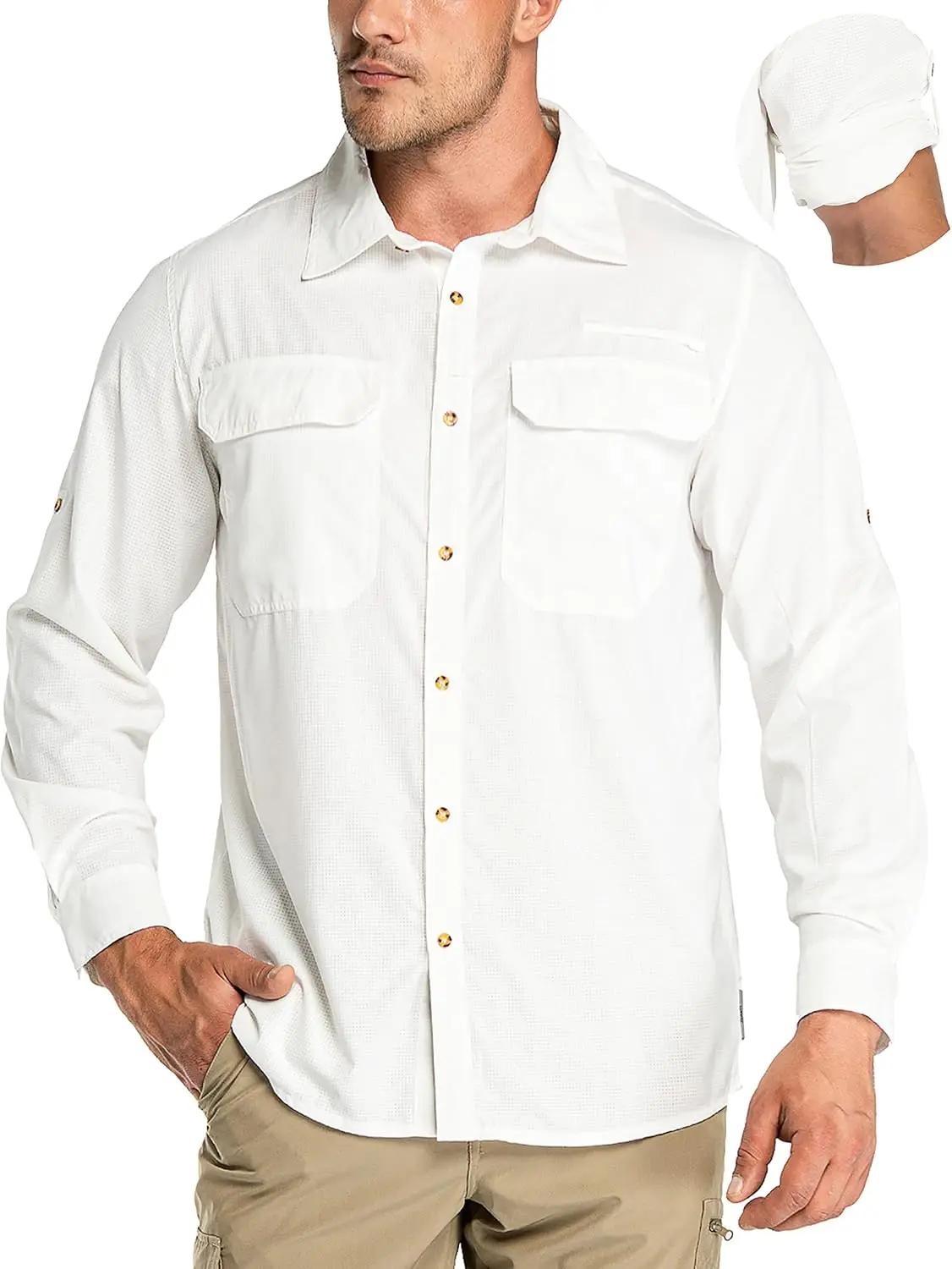 33,000ft Men's Long Sleeve Sun Protection Shirt UPF 50+ UV Quick Dry Cooling Fishing Shirts for Travel Safari Camping Hiking