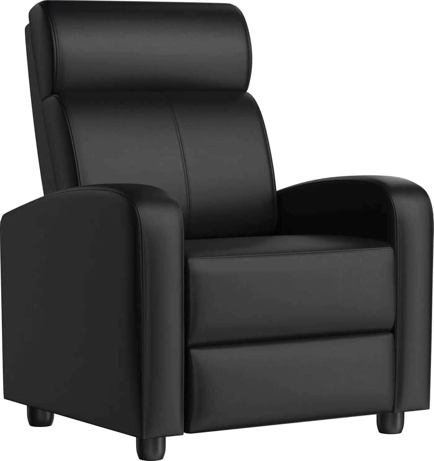 Yaheetech Recliner Chair PU Leather Recliner Sofa Home Theater Seating with Lumbar Support Overstuffed High-Density Foam &amp; Pocket Springs, Push Back Recliners Armchair for Living Room