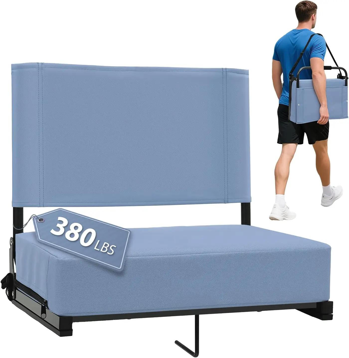 Stadium Seats with Back Support - Padded Portable Bleacher Seat with Handle Shoulder Strap - Wide Bleacher Chair with Back and Cushion for Sports &amp; Outdoor Events