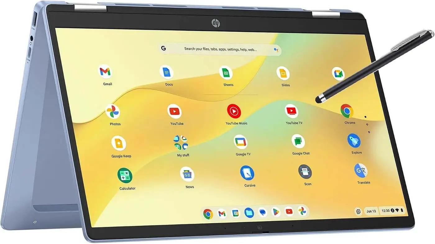 HP Convertible 2-in-1 Chromebook in Blue 14" Touch FHD Intel 4-Core up to 3.40GHz 4GB Ram 64GB Storage 4K Graphics Super-Fast WiFi Chrome OS (14b - Renewed)