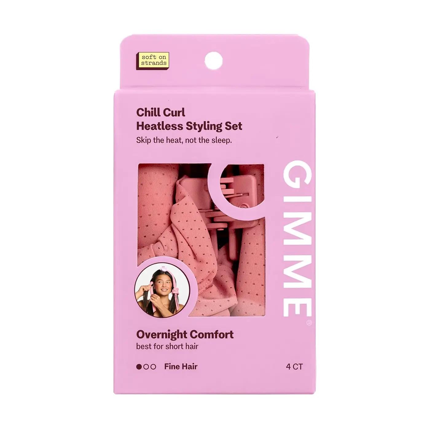 Gimme Beauty Chill Curl Heatless Styling Set - Gentle &amp; Breatable Hair Rods for Overnight Curls - Natural Waves with a Frizz-Free Finish - Clip &amp; Scrunchies for Secure Hold - Fine Hair, 4 Count
