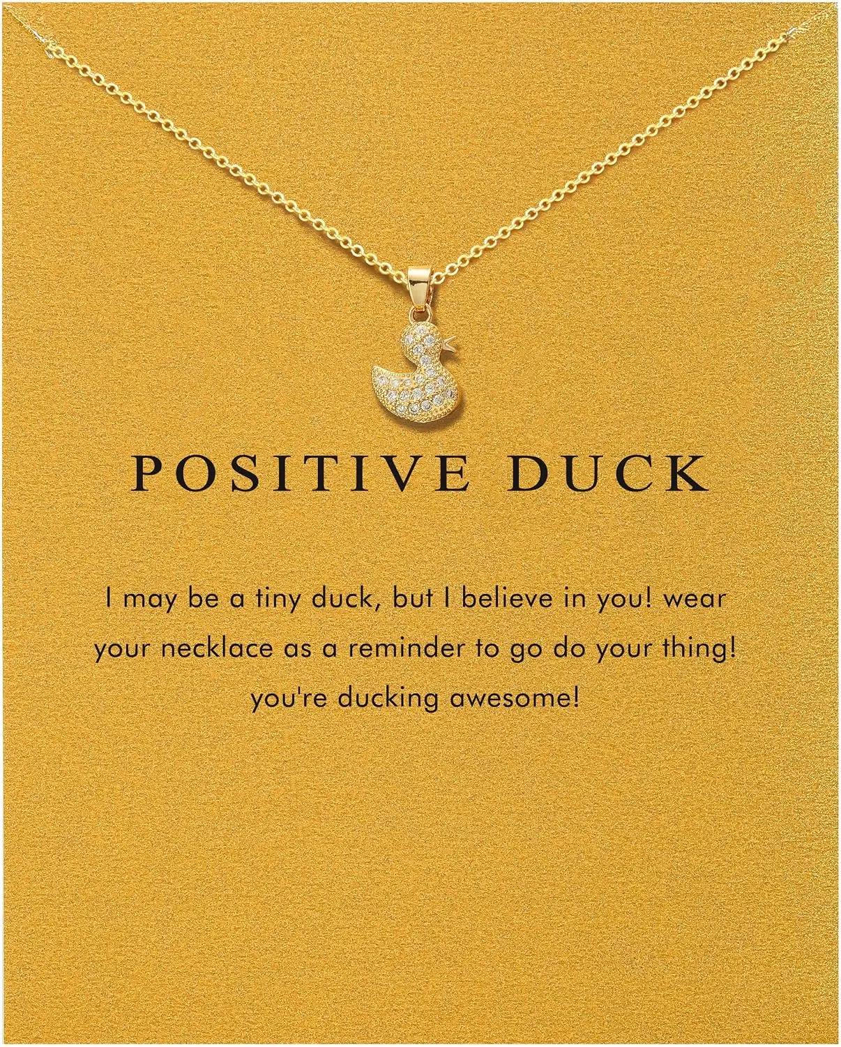 OBSUN 14K Gold Plated Pendant Necklace for Women, Dainty Charm Good Luck Inspirational Gifts for Her Friendship Necklace Cherry, Positive Duck, Shell Pearl Fish Beach Jewelry