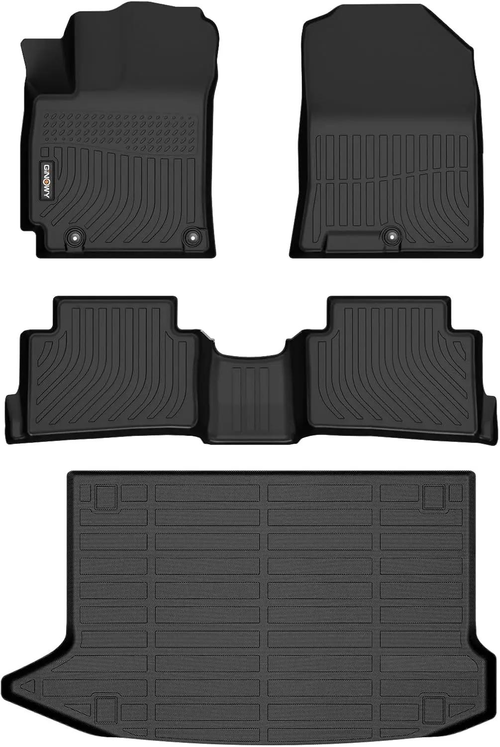 GINOWY-Floor Mats &amp; Cargo Liner for Hyundai Kona 2018-2023, SEL丨SE丨N丨N Line丨Limited, All Weather Car Floor Mat Custom Fit for Hyundai Kona Accessories Mats-Black