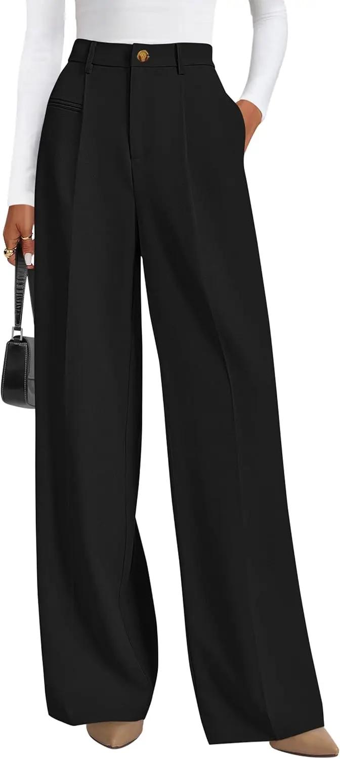PRETTYGARDEN Womens Wide Leg Dress Pants 2026 Business Casual Flowy Work Palazzo Pants High Waisted Slacks Trousers OEKO-TEX STANDARD 100