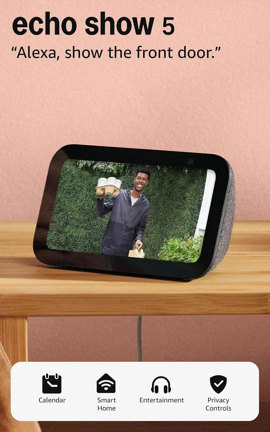 Amazon Echo Show 5 (newest model), Smart display, Designed for Alexa+, 2x the bass and clearer sound, Charcoal Reducing CO2