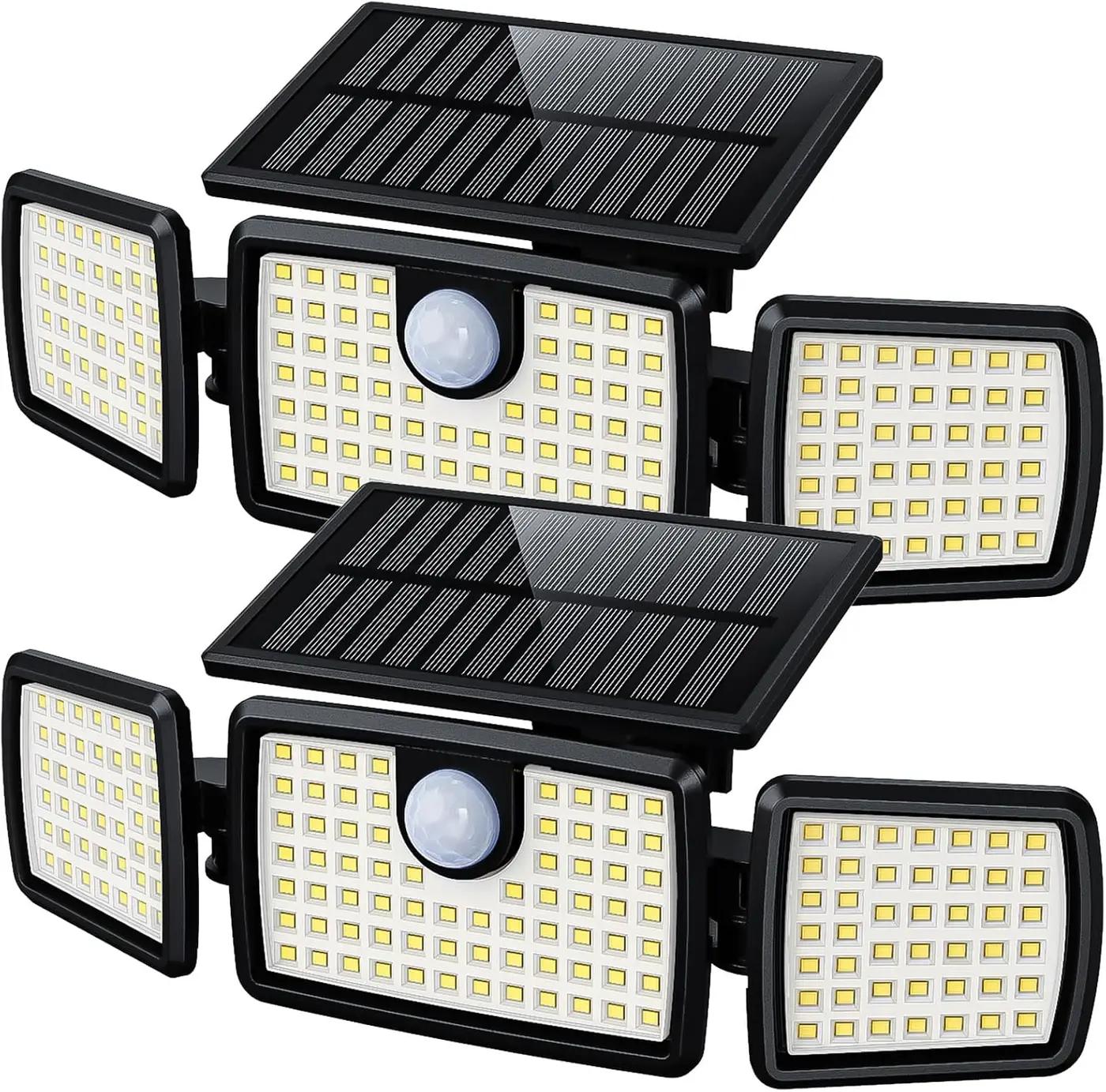 MIHANI Solar Flood Lights Outdoor, 2500LM Motion Sensor Security Lights with 270° Wide Angle, IP65 Waterproof, 3 Heads Solar Outdoor Lights for Patio, Yard, House, Garage (Non-Remote, 2 Pack) Global Recycled Standard