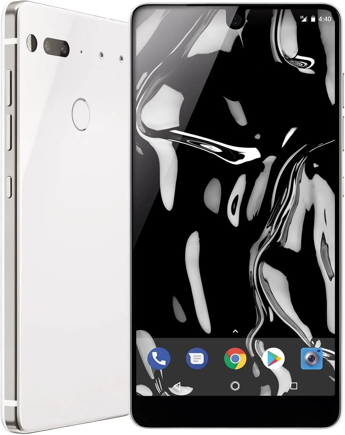 Essential Phone in Pure White – 128 GB Unlocked Titanium and Ceramic phone with Edge-to-Edge Display