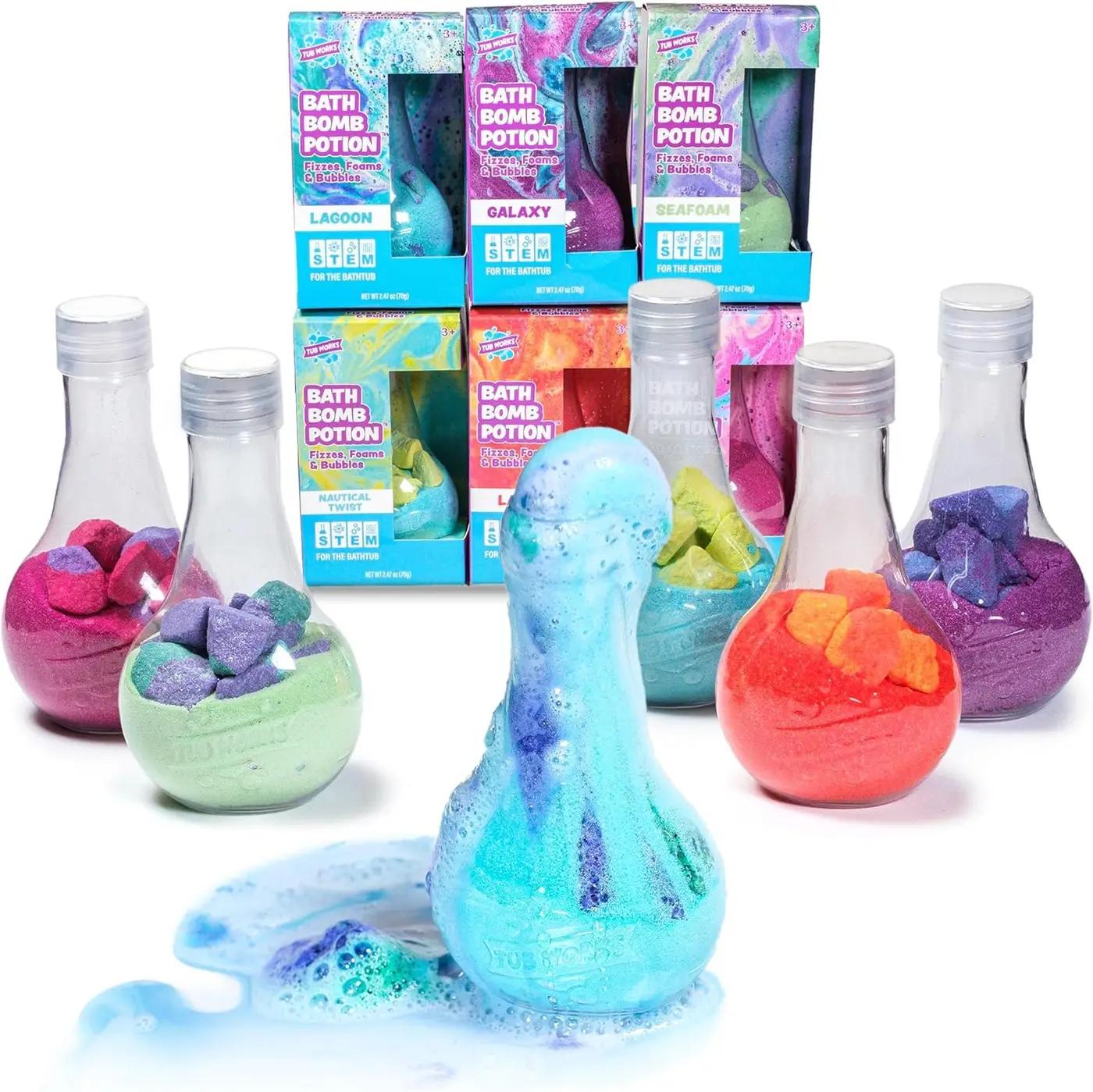 Tub Works® Kids Bath Bomb Potion™ Bath Toy, Variety 6 Pack | Nontoxic | Fizzes, Foams &amp; Bubbles with an Eruption of Color | Interactive Bath Bombs | Fun Science Toddler Bath Toys