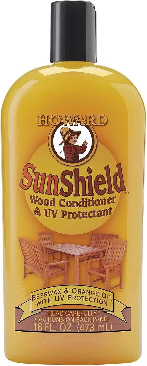 HOWARD Products SunShield Beeswax Furniture Polish - Outdoor Furniture Wax, Beeswax Wood Polish and Protection for Wood, 16 Fl Oz, Pack of 1, Yellow