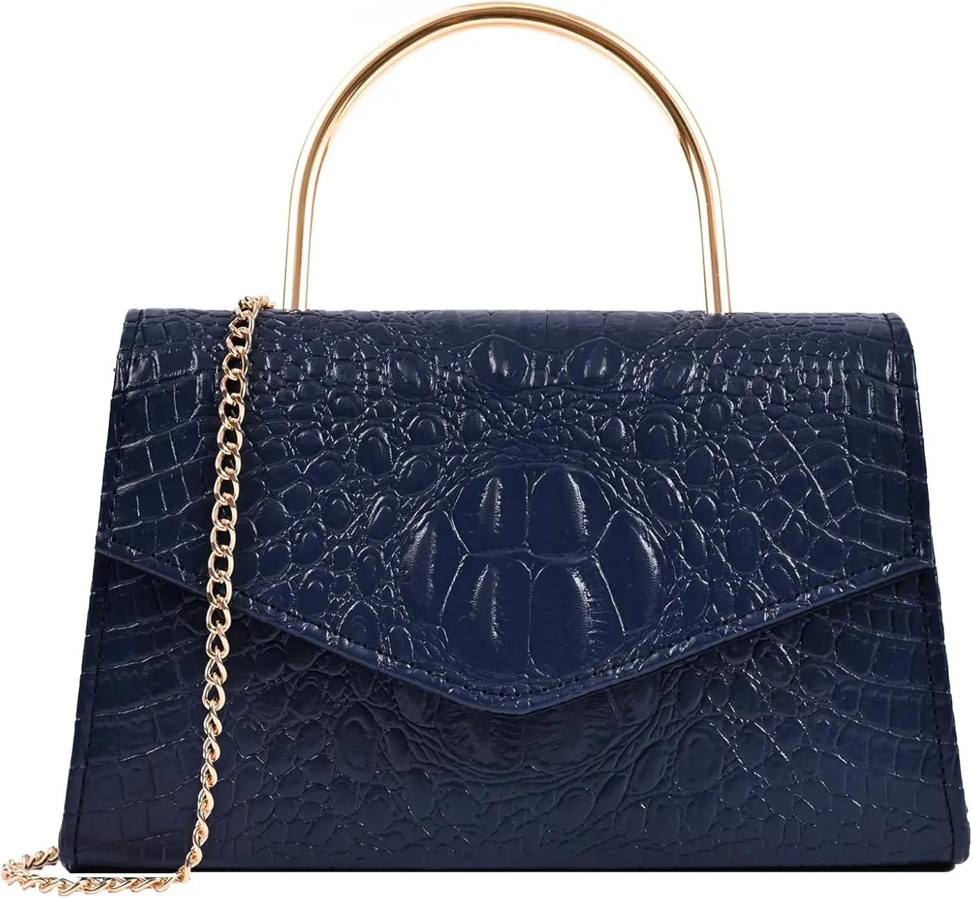 ALENYRIA Top Handle Evening Bag for Women Vegan Leather Envelope Clutch Purse Handbag Formal Wedding Prom Party