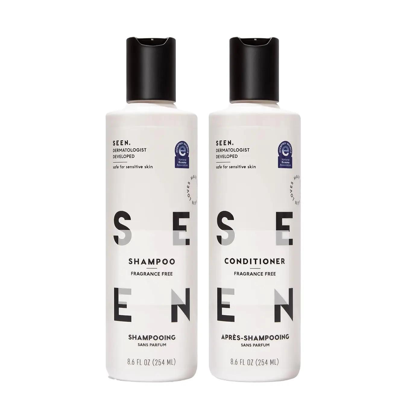 SEEN Shampoo &amp; Conditioner Bundle, Fragrance-Free - Non-Comedogenic Hair Care Set, Dermatologist-Developed, Safe for Sensitive, Eczema &amp; Acne-Prone Skin