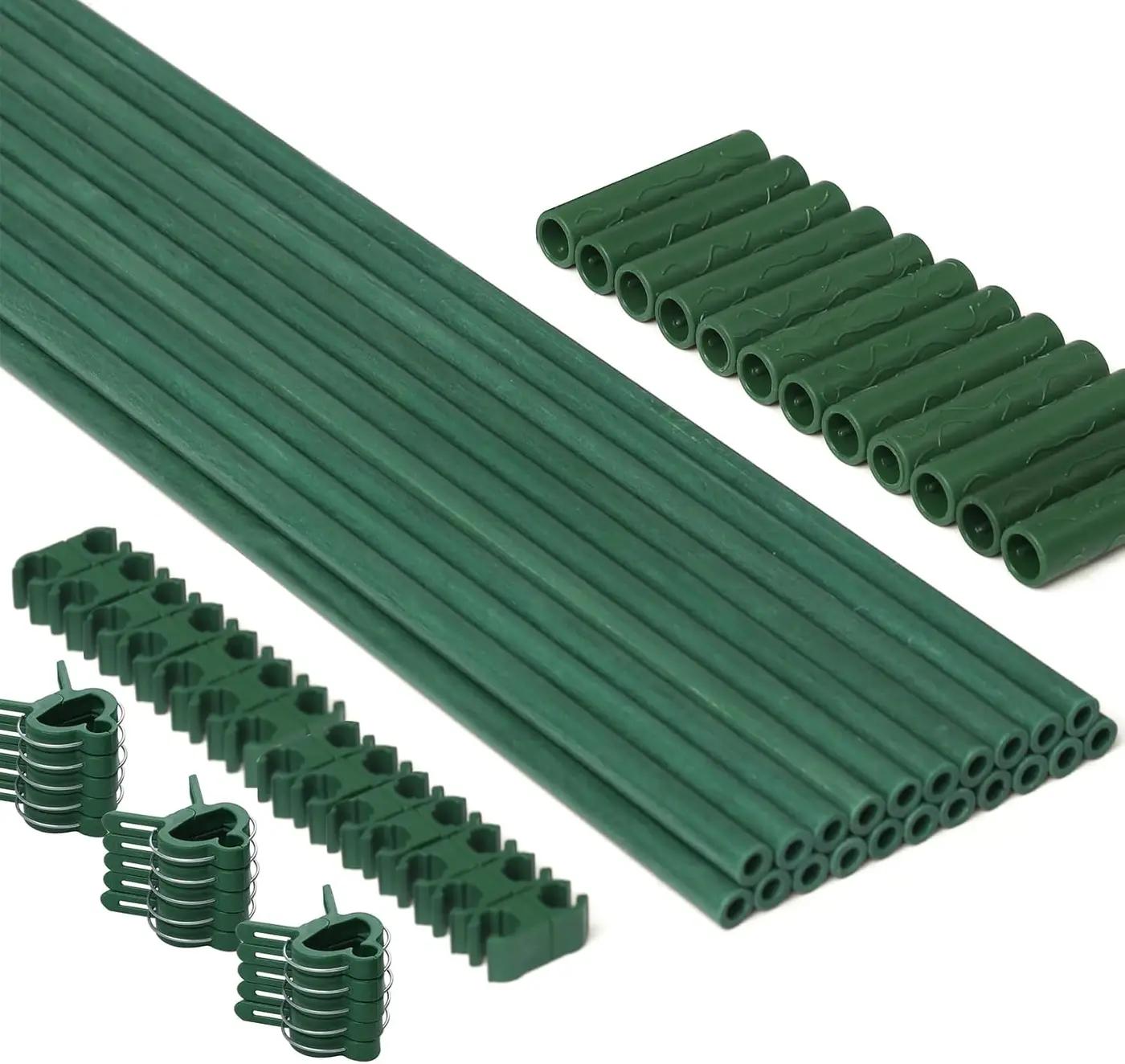 MAXPACE 62pcs Garden Stakes Kit: Includes 20 Sets of Fiberglass Plant Sticks Supports &amp; Accessories for DIY 4ft, 5ft, 6ft, 7ft Stakes for Tomato, Vegetables, Indoor &amp; Outdoor Gardening Supplies