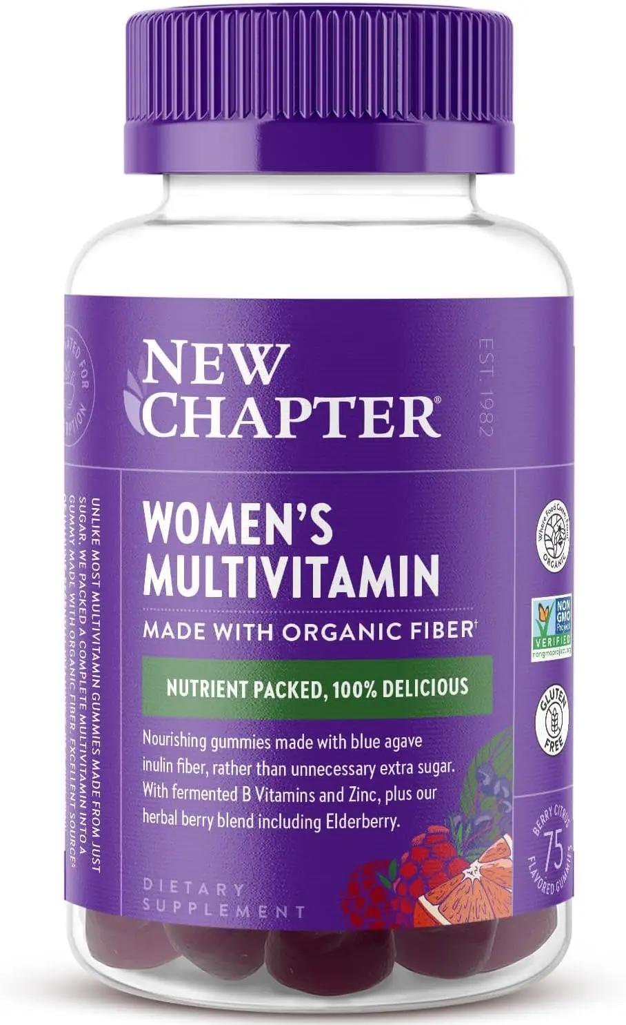 New Chapter Women’s Multivitamin Gummies - 59% Less Sugar, Women’s Gummy Vitamins with Vitamin C, D3 &amp; Zinc, Non-GMO, Gluten Free, Berry-Citrus, 75ct ClimeCo Certified