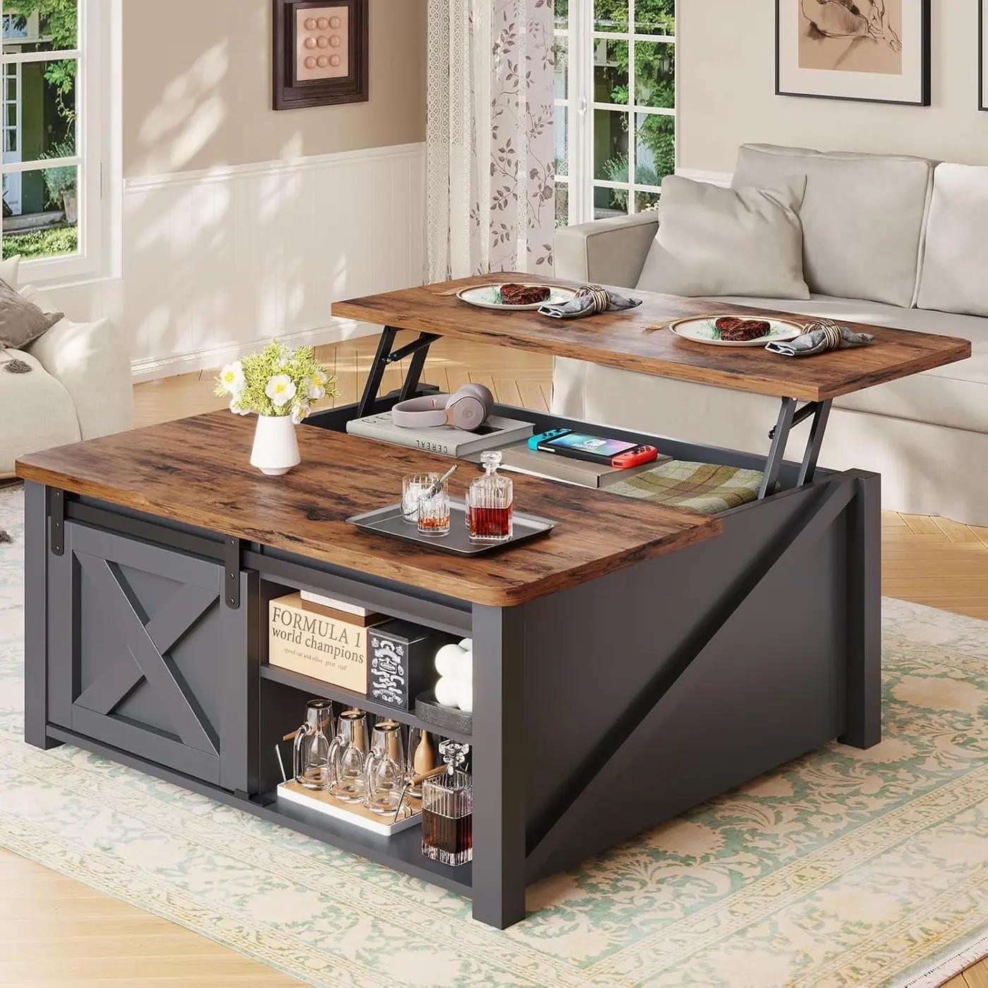 SEDETA 31.5" Lift Top Coffee Table with Storage, Square Coffee Tables for Living Room, Farmhouse Coffee Table with Large Hidden Storage Compartment and Adjustable Shelves, Black The Forest Stewardship Council