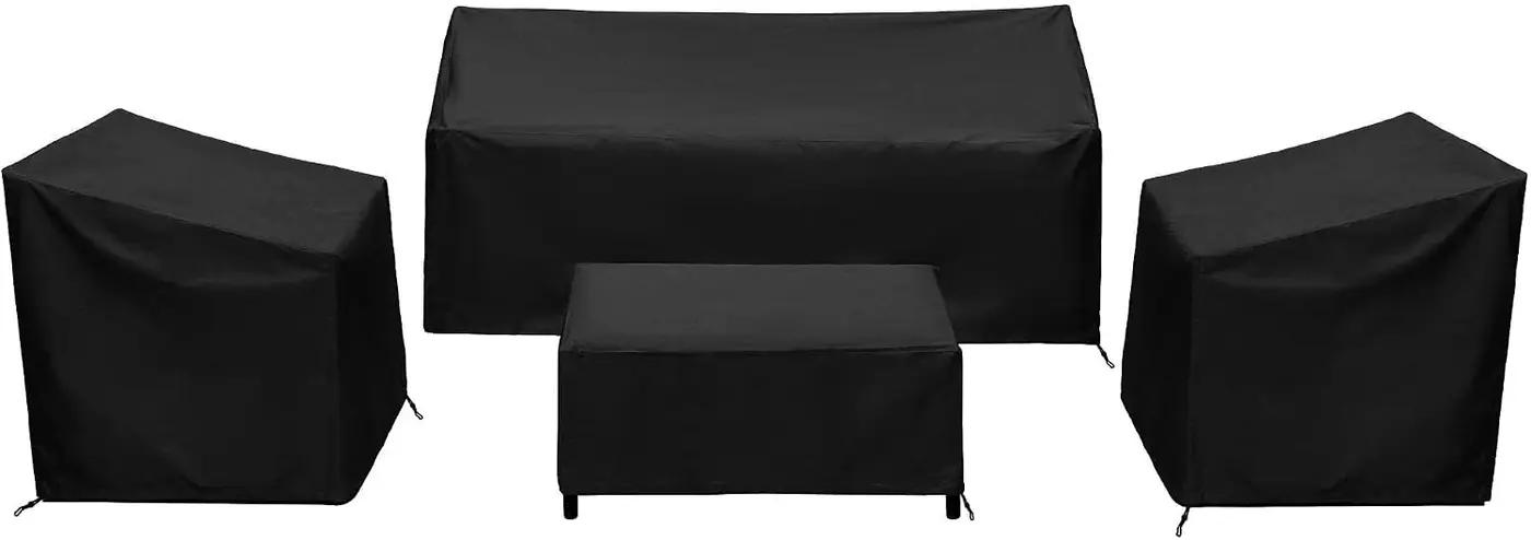 Patio Furniture Covers,Outdoor Furniture Cover Waterproof,Patio Furniture Set Covers for 4 Piece Outdoor Conversation Set,Patio Covers Set-XX-Large (Black)