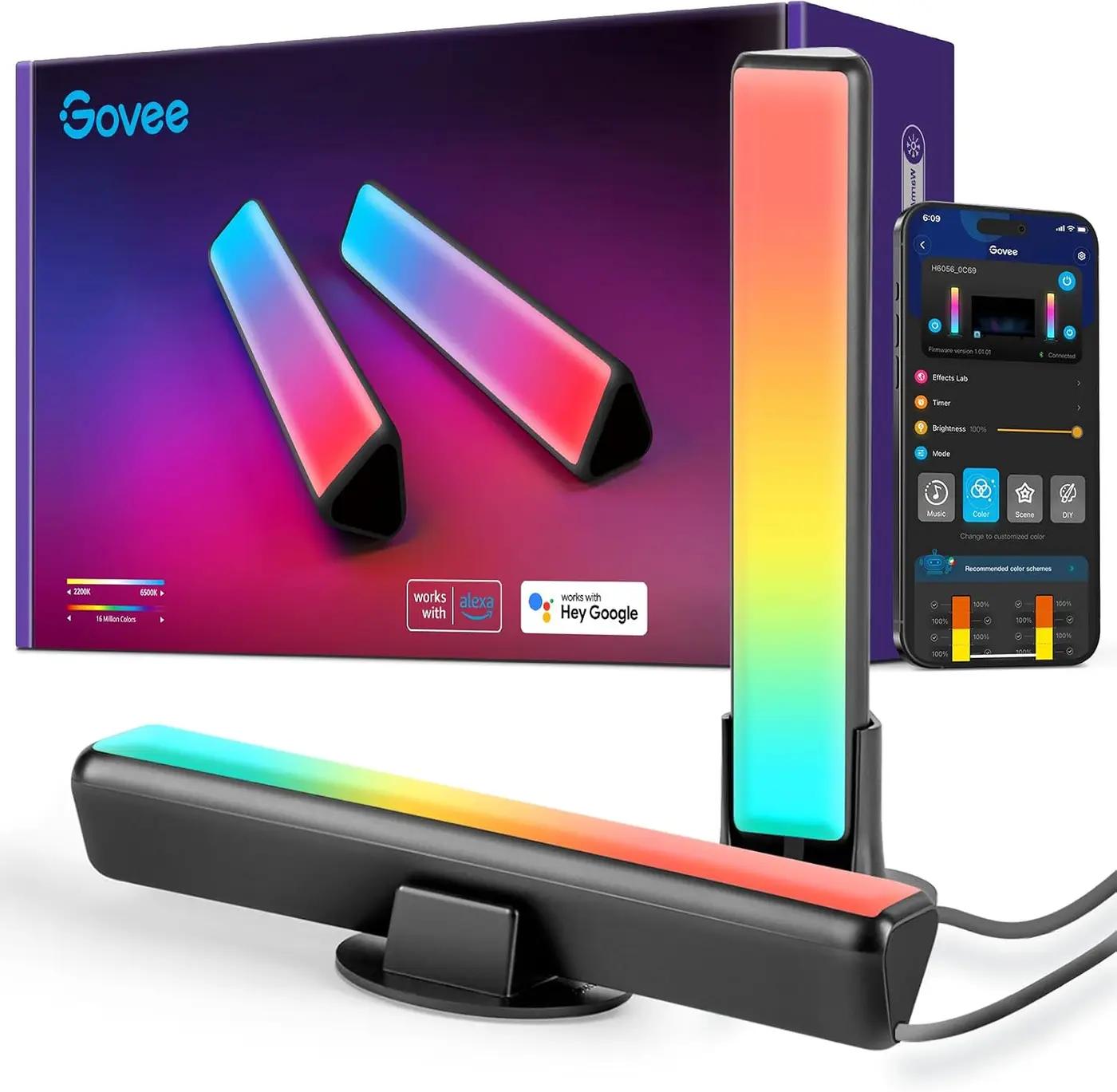 Govee Smart LED Light Bars, Work with Alexa and Google Assistant, RGBICWW WiFi TV Backlights with Scene and Music Modes for Gaming, PC, Room Decoration,Black ClimatePartner certified