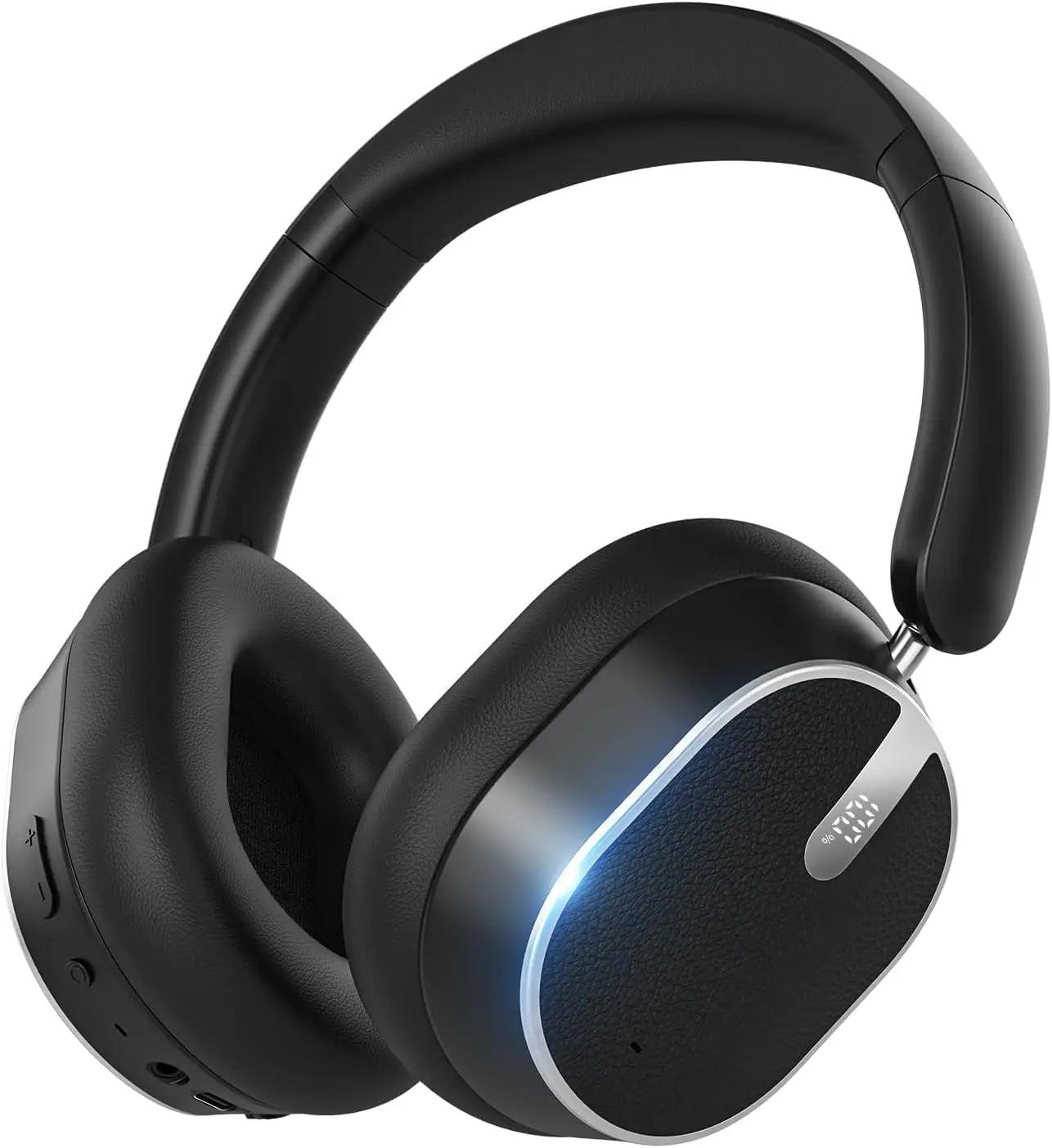 Hybrid Active Noise Cancelling Bluetooth Headphones,Bluetooth 6.0 Over Ear Wireless Headphones with 60H Playtime, Hi-Res Audio, Deep Bass, Memory Foam Ear Cups for Home Office Travel Black